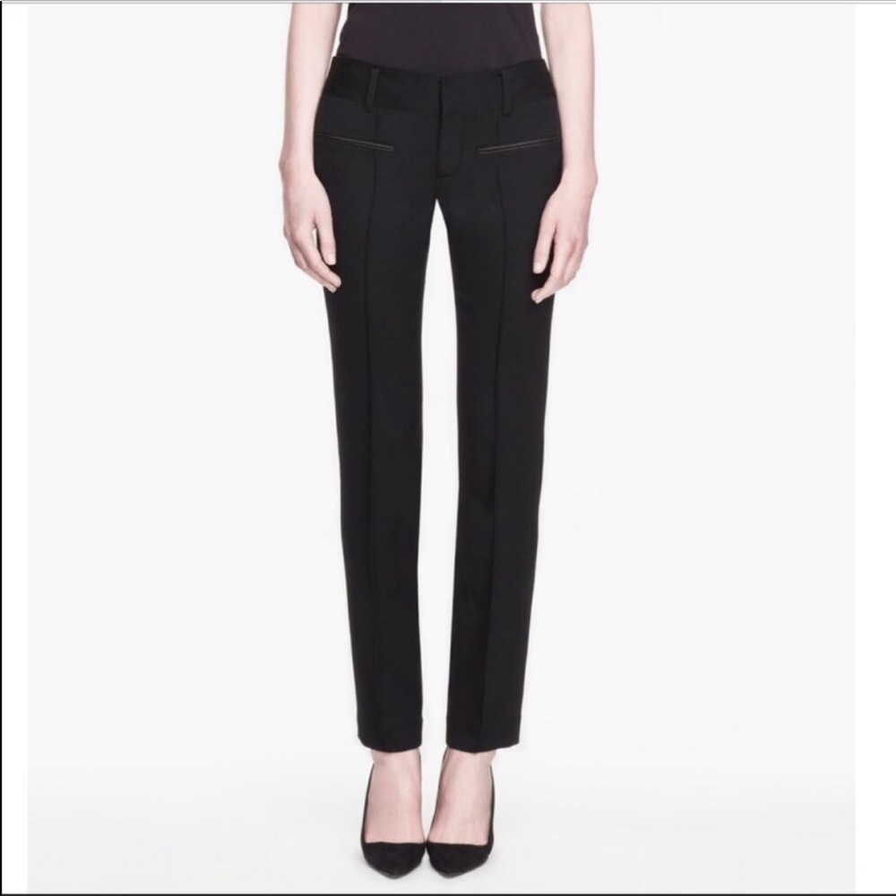Helmut Lang Black Wool Leather Skinny Pants 6